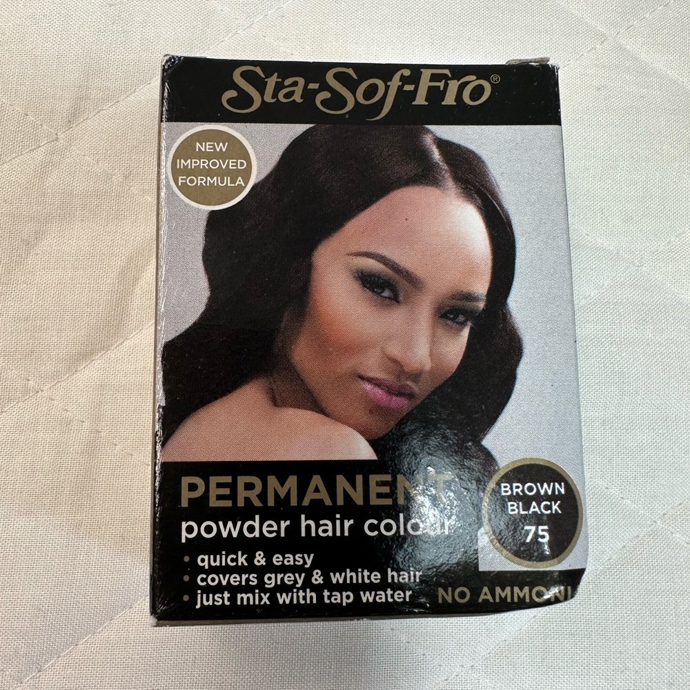 Sta-Sof-Fro Permanent Powder Hair Color Brown Black No Ammonia Cover White Hair